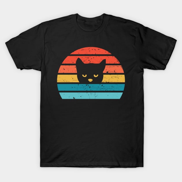 Retro Cat Sunset | Retro style and Vintage Cute Kitty Cat T-Shirt by MerchMadness